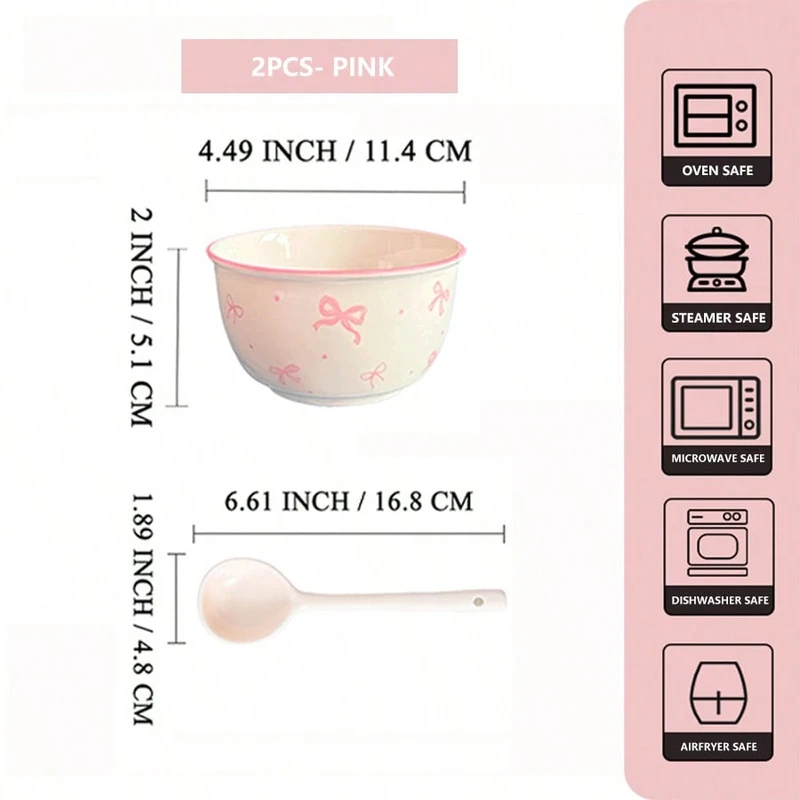 Pink & White Bow Ceramic Dinnerware - Thumbnail 5