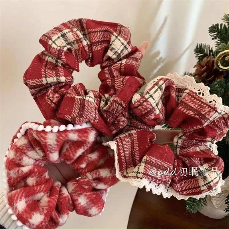 Red houndstooth lace large intestine hair Band