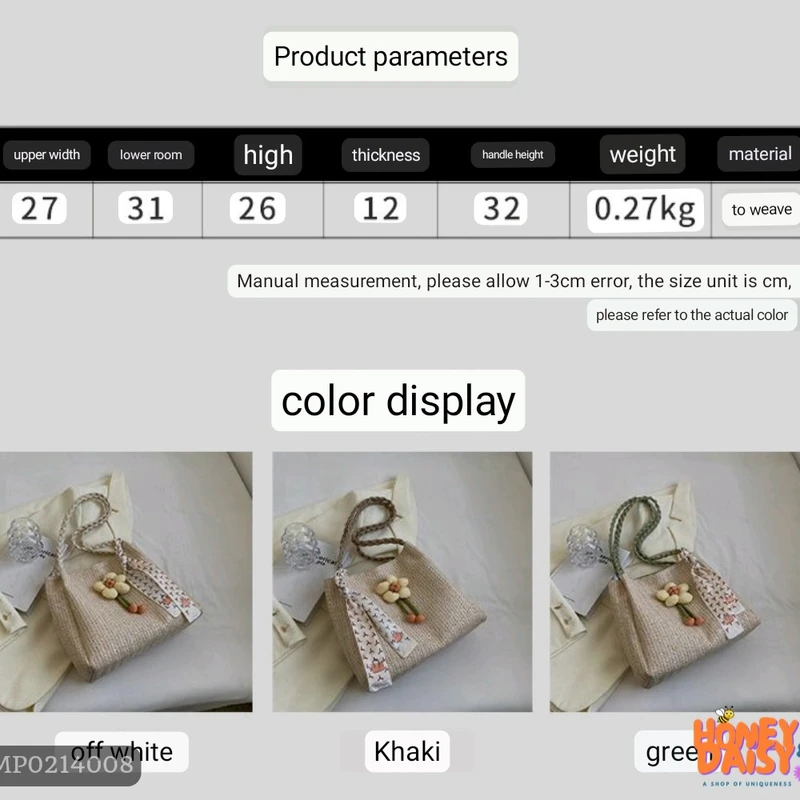 Woven straw floral bag - Thumbnail 5