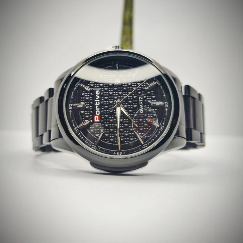 Portive Premium Black Quartz Wrist Watch