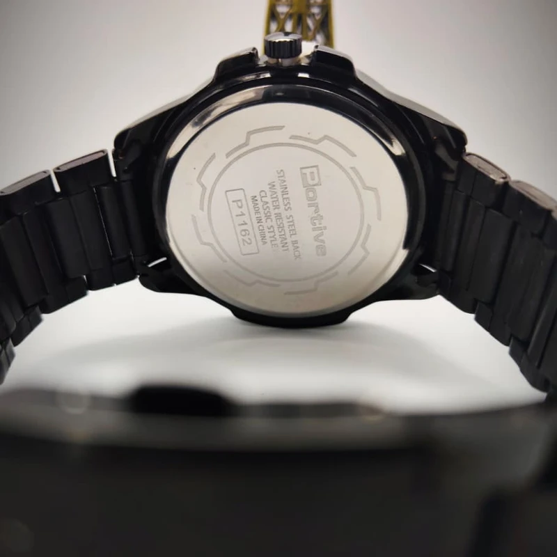 Portive Premium Black Quartz Wrist Watch - Thumbnail 3