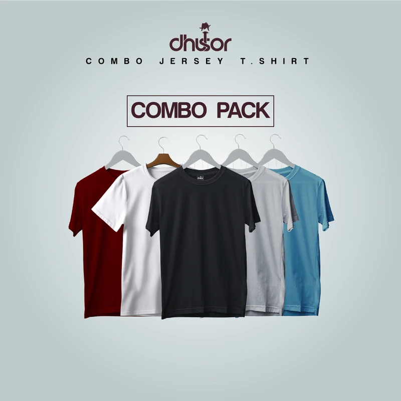5 Pcs Jersey Combo T-Shirt