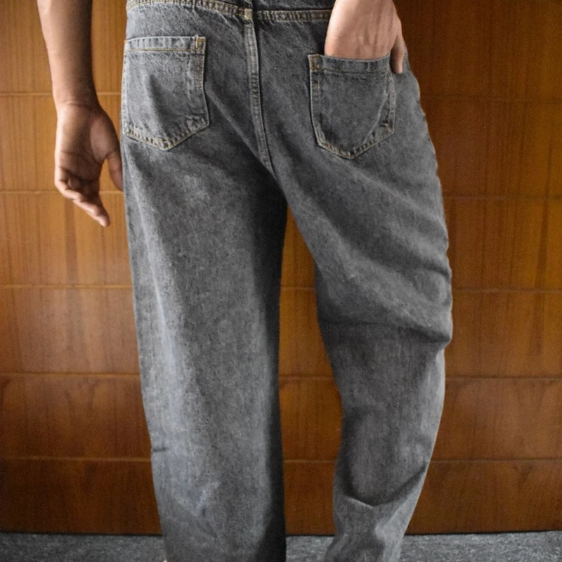 Black Acid Wash Baggy Jeans