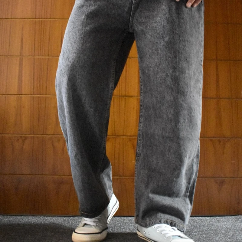 Black Acid Wash Baggy Jeans