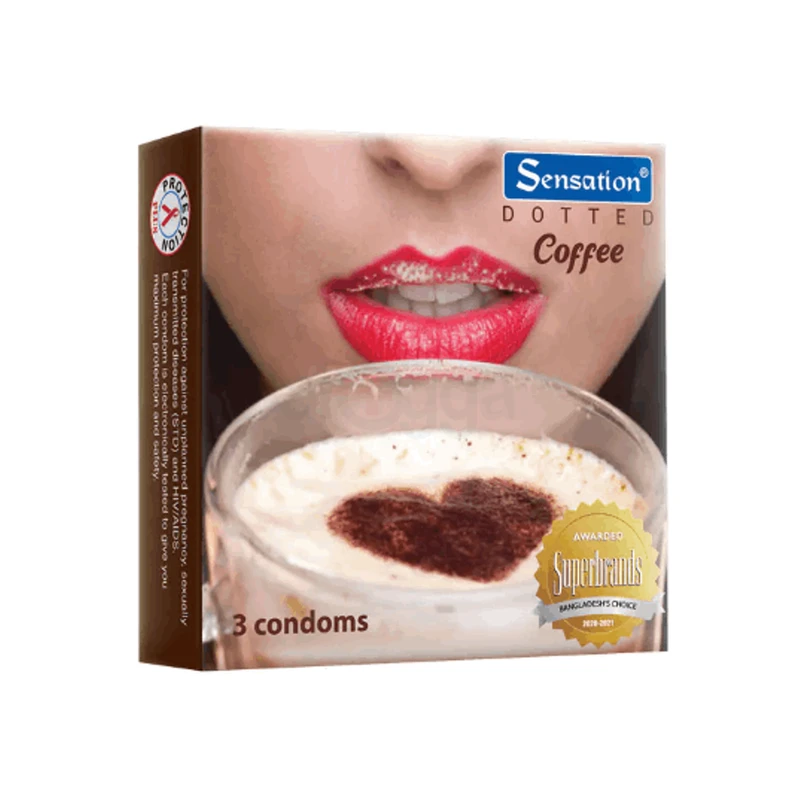 Sensation Dotted Coffee Condom 3's Pack