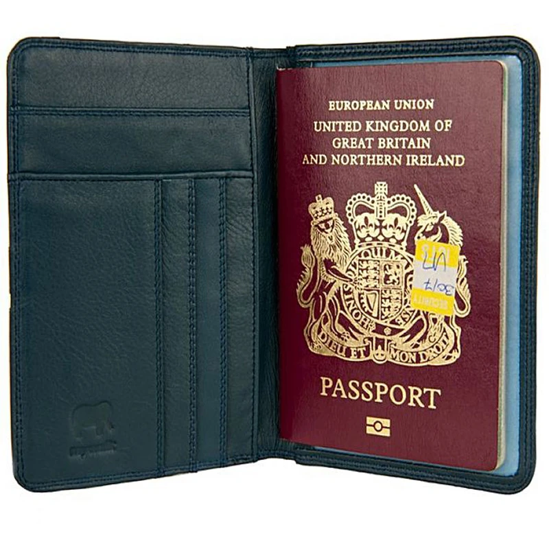 Mywalit Leather Union Jack Passport Cover - Black