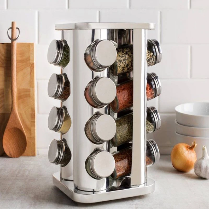 16 pc rotating glass spice jar