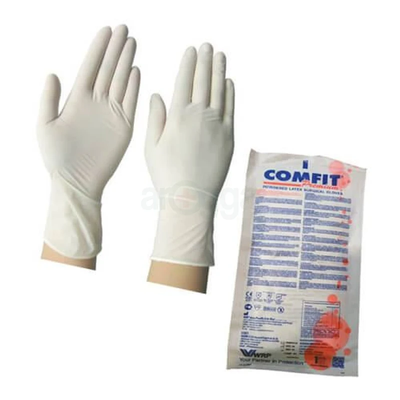 Comfit Surgical Hand Gloves 1 Pair Powdered Latex Gloves Original Malaysian 7"