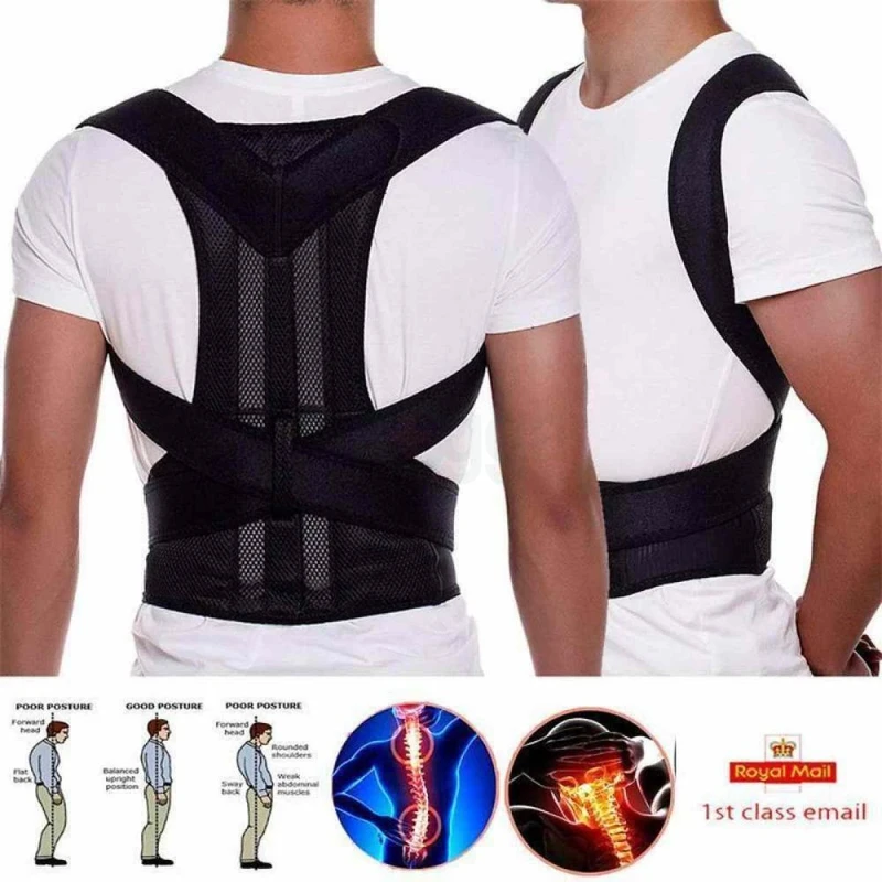 Back Pain Posture Corrector Shoulder Brace Back Support Belt (Free Size)
