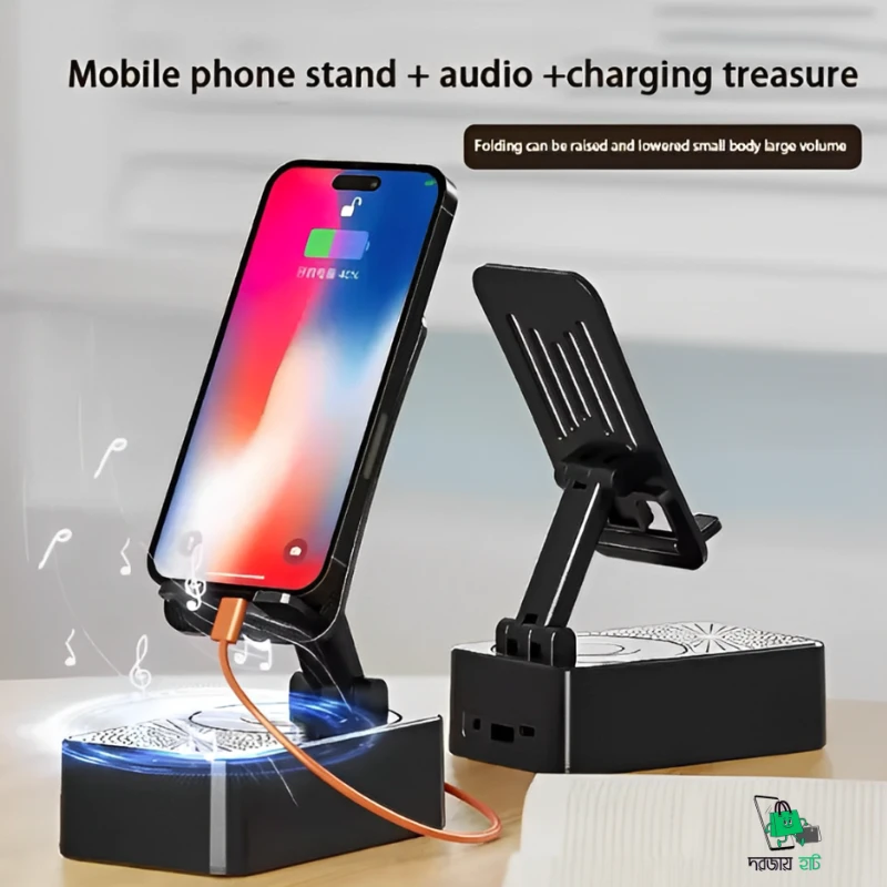 3-in-1 Multi Gear Bluetooth Speaker Phone Stand-Power Bank