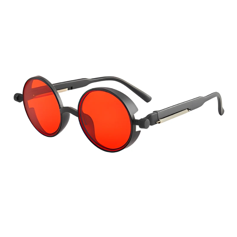 Retro Decorative Round Frame Fashionable Eyeglasses with Box & Glass Cleaning Spray - Image 4