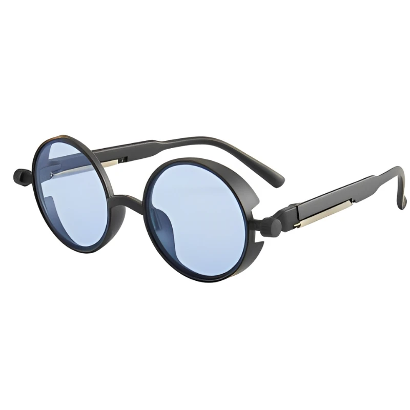 Retro Decorative Round Frame Fashionable Eyeglasses with Box & Glass Cleaning Spray - Image 5