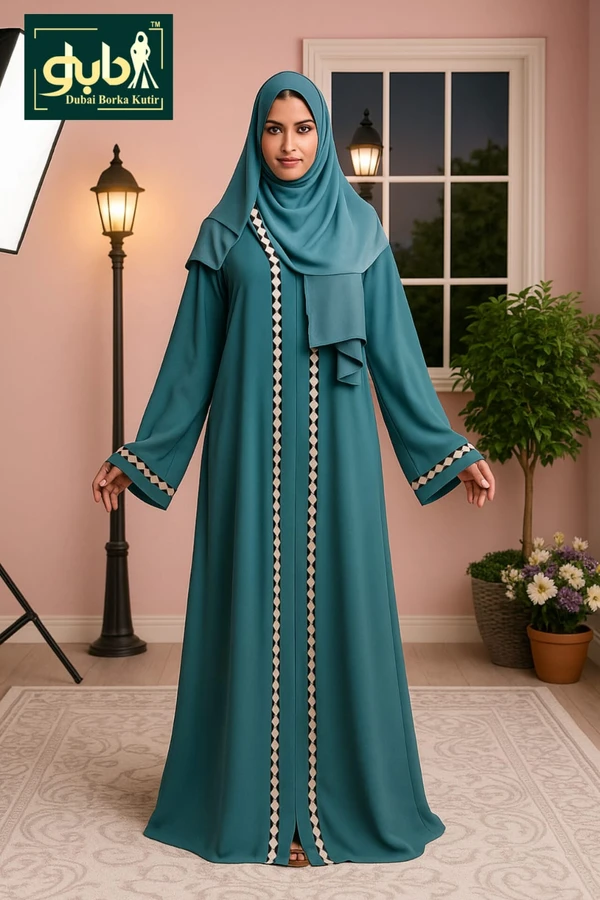 Chain Embroidery  Borka with Hijab