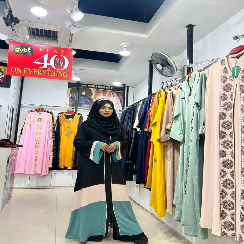 One part simple stone work borka. Dubai cery material