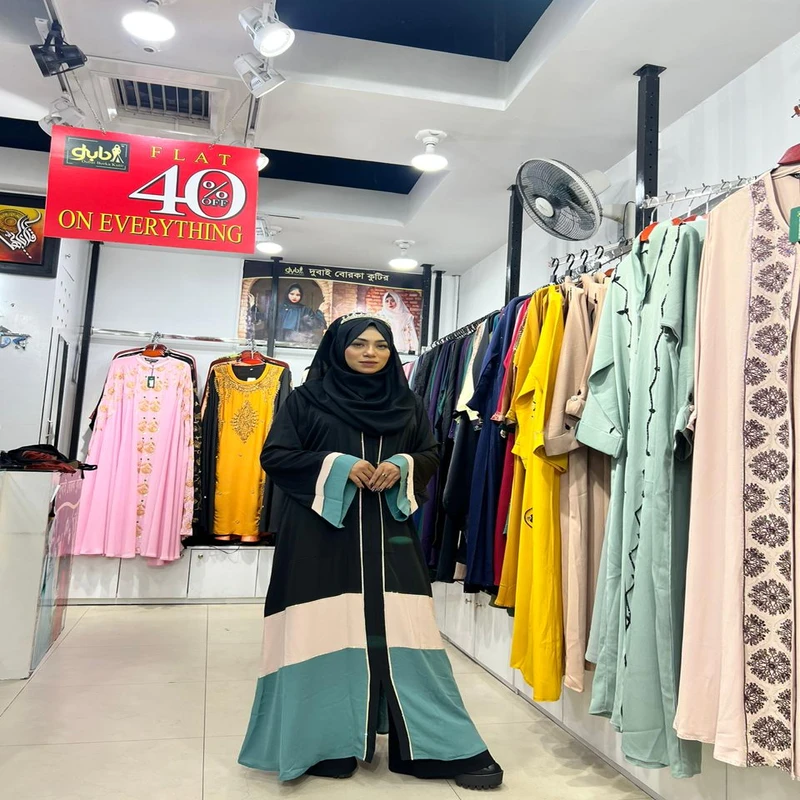 One part simple stone work borka. Dubai cery material