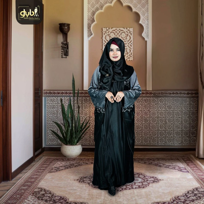 Contrast Embroidery Abaya