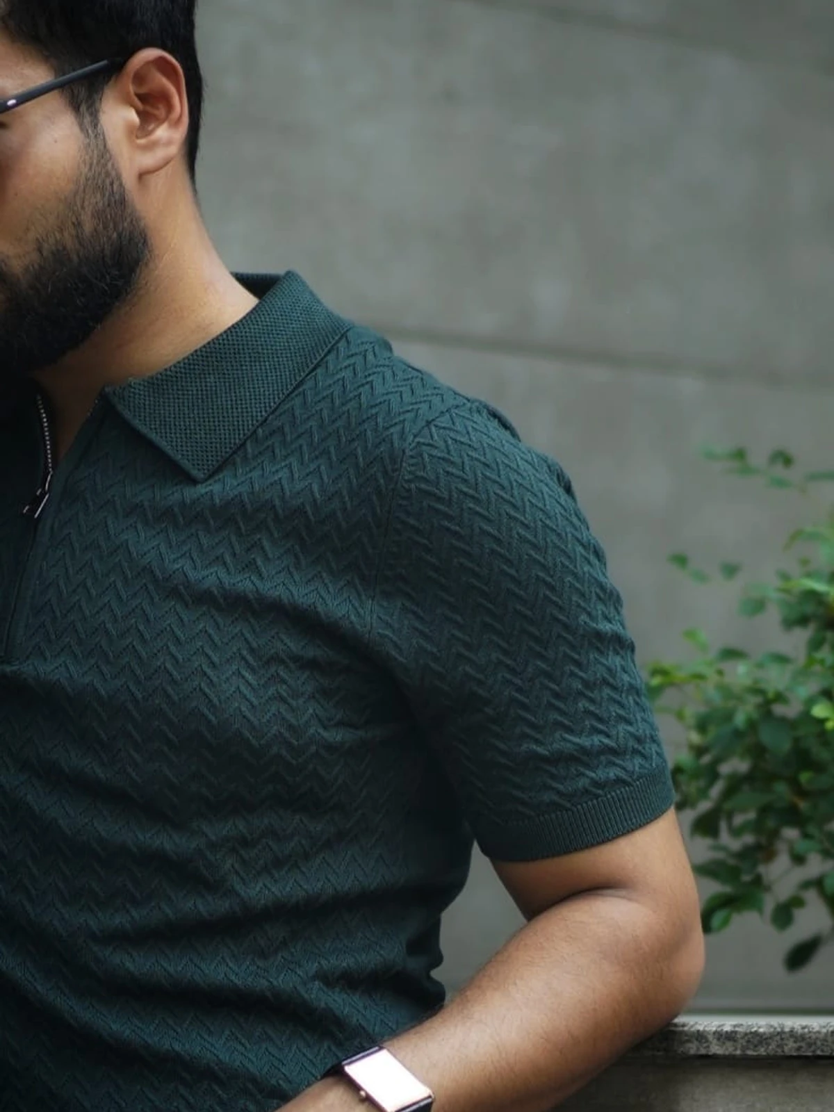 Bottle Green Zipper Old Money Polo