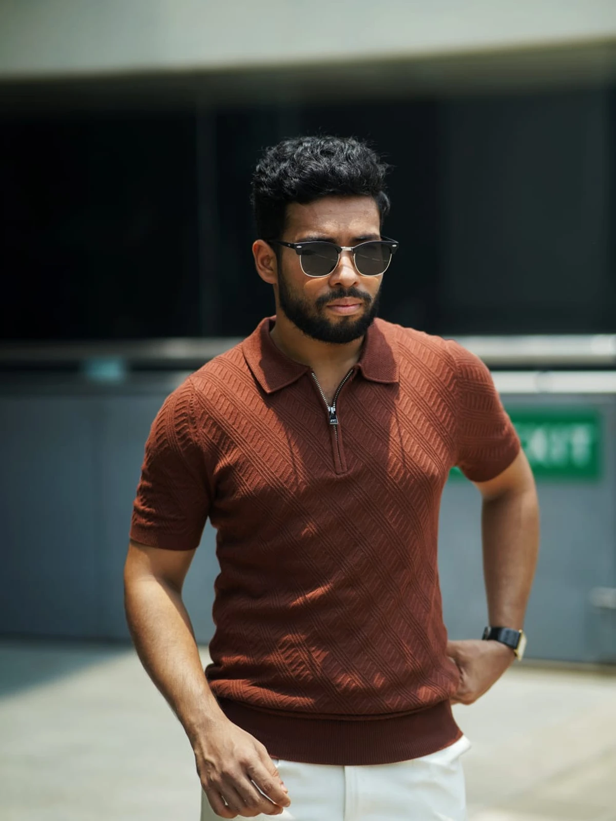 Light Coffee Zipper Old Money Polo