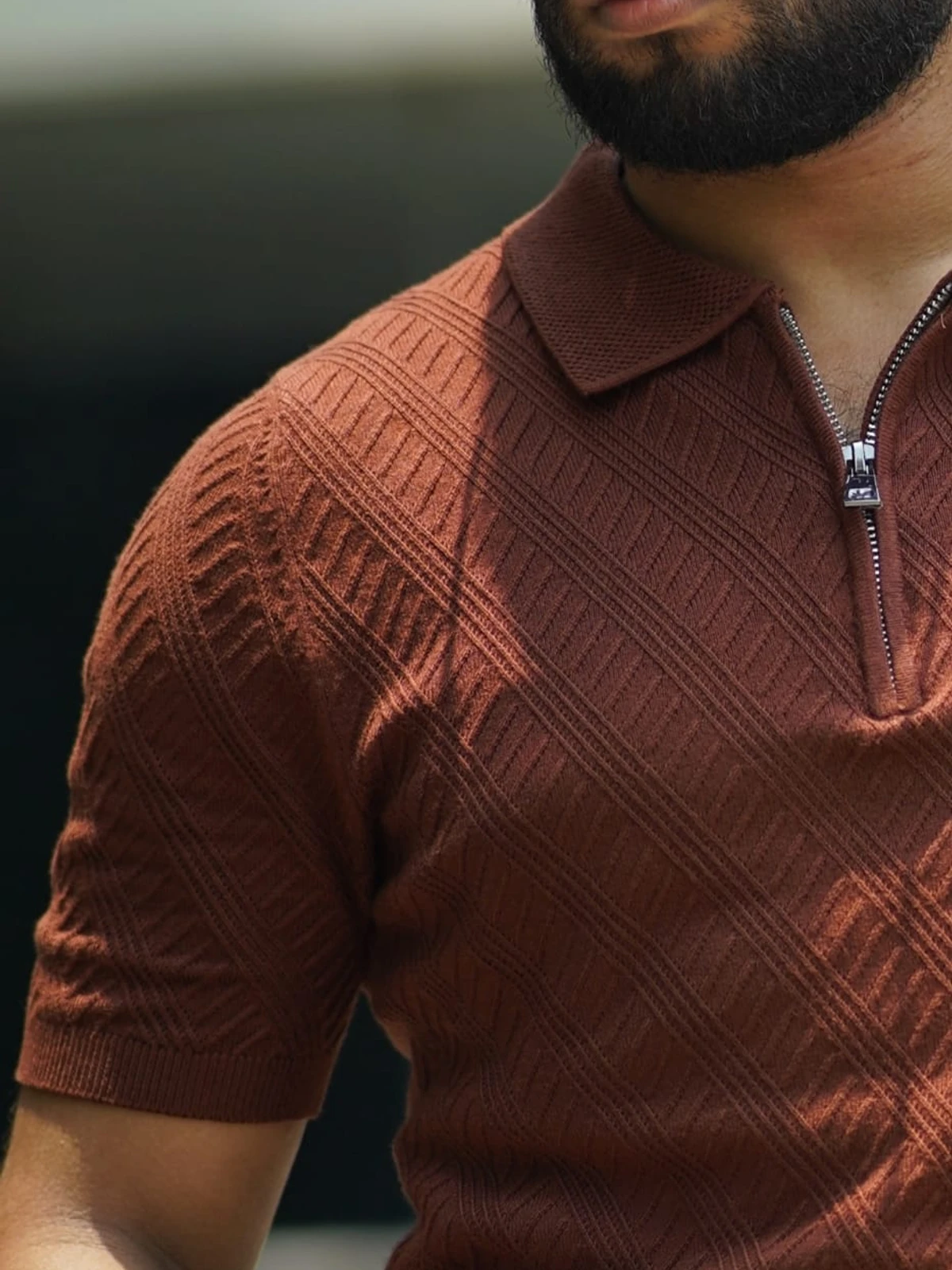 Light Coffee Zipper Old Money Polo