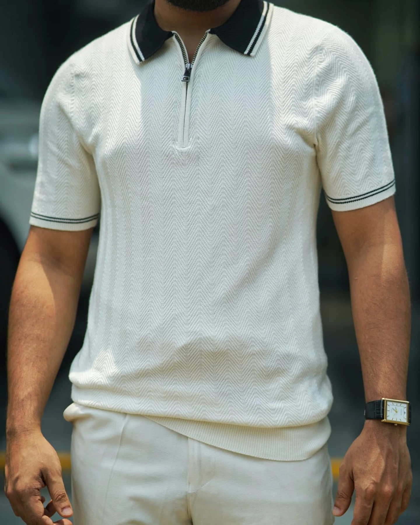 White Zipper Old Money Polo - Image 3