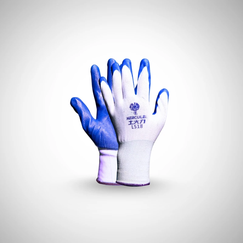 Hand Gloves White-Blue  হ্যান্ড গ্লাভস – Latex Rubber, Durable & Comfortable Grip