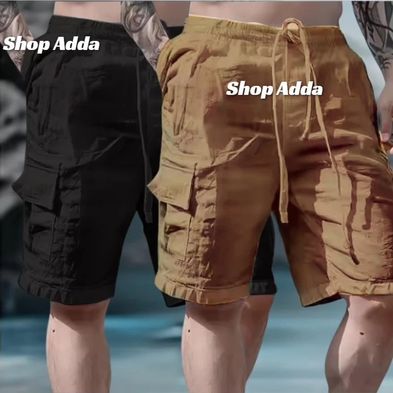 2 pcs Summer Comfortable 5 Pocket Cotton Shorts For Men