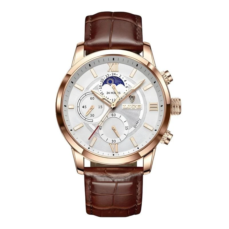 LIGE 8932 Gents Watch-Rosegold white