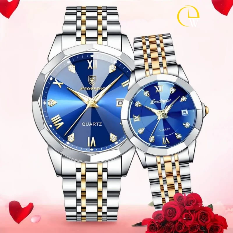Poeadagar Couple Watch – Stylish Matching Wristwatch Set for Couples