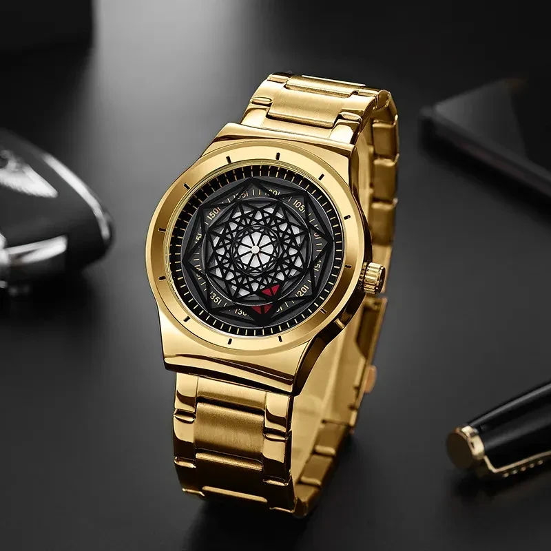 Bestwin Luxury Gold Men’s Watch – Artistic Geometric Dial | Premium Stainless Steel Wristwatch - Image 3