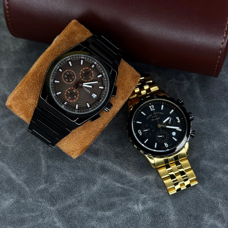 Fossil Everett Chronograph Men’s Watch – Black Stainless Steel, Dark Brown Dial (42mm) | Bangladesh