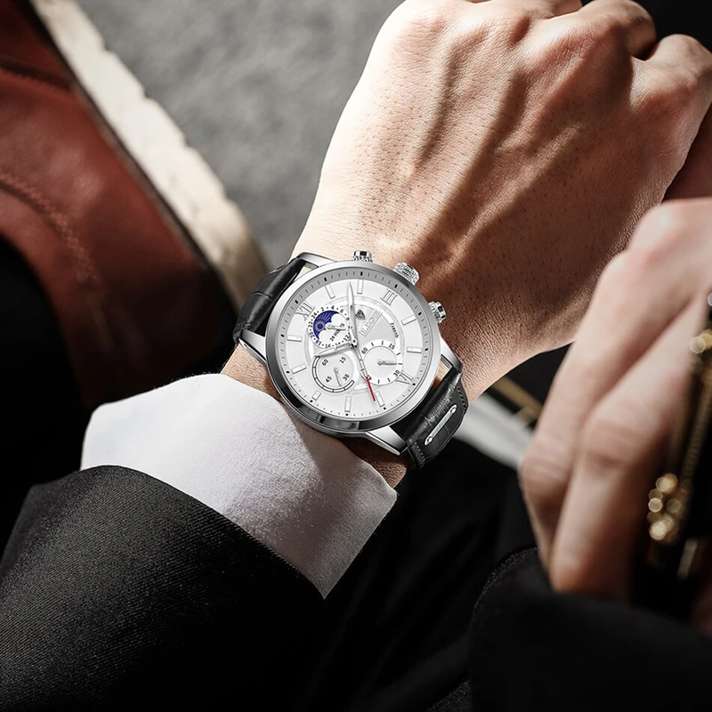 LIGE 8932 Gents Watch-silver white