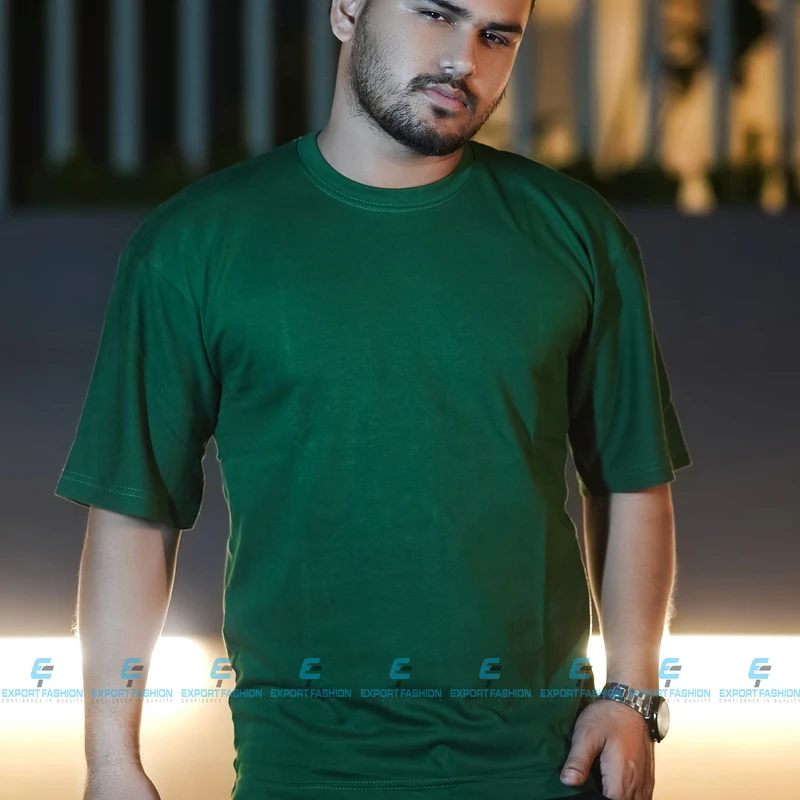 Premium Quality Solid Drop Shoulder T-shirt(Green)