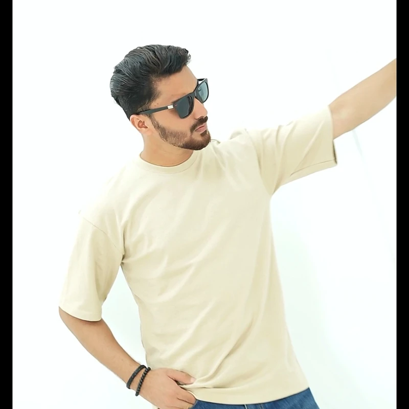 Premium Quality Solid Drop Shoulder T-shirt(BEOWN)