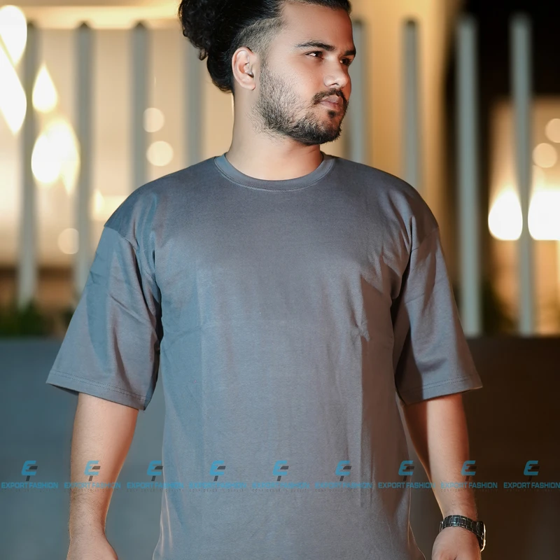 Premium Quality Solid Drop Shoulder T-shirt(ASH)