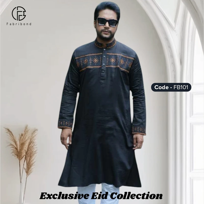 Shaton Fabric Comfortable Black Punjabi