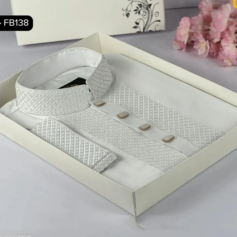 Embroidered Panjabi - Cotton Fabric