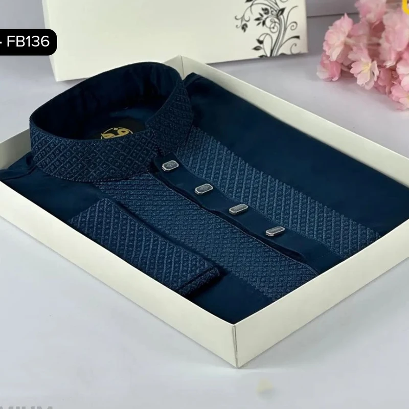 Embroidered Panjabi - Cotton Fabric - Image 4