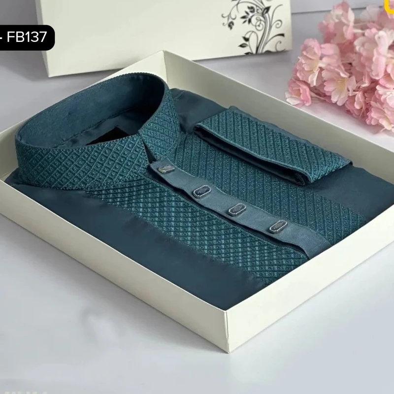 Embroidered Panjabi - Cotton Fabric - Image 5