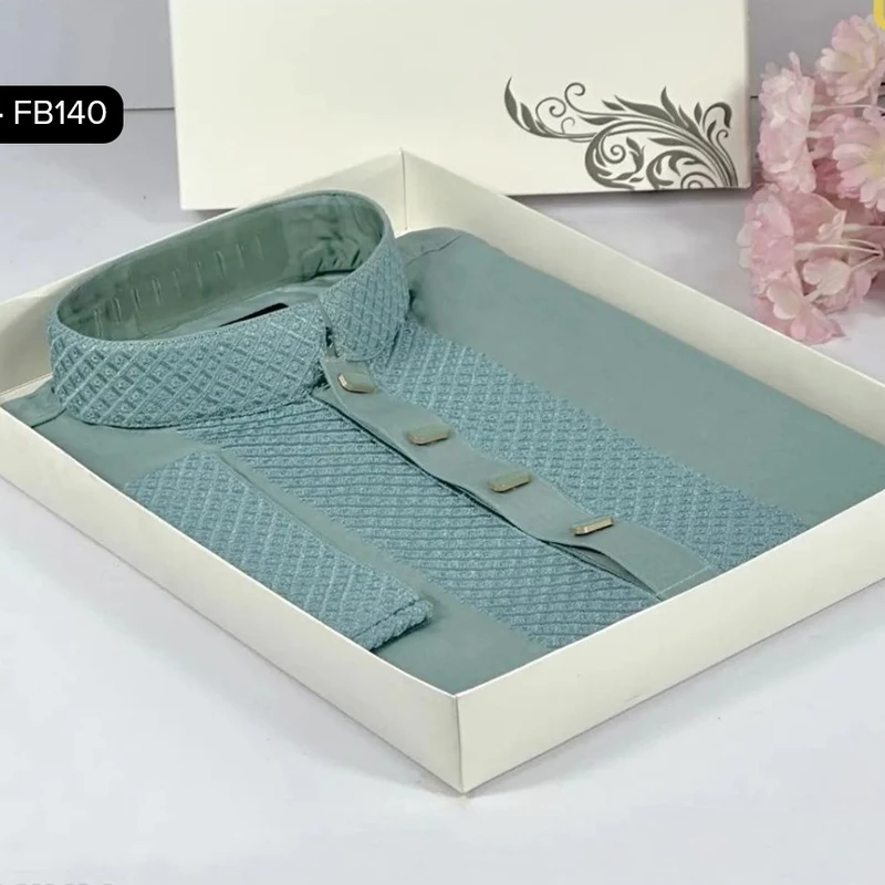 Embroidered Panjabi - Cotton Fabric - Image 6