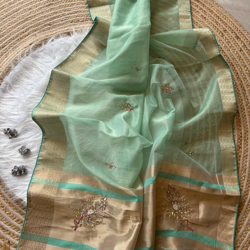 Soft viscose organza zaree silk saree