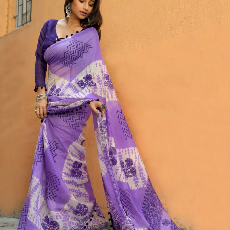 Soft printed cotton saree