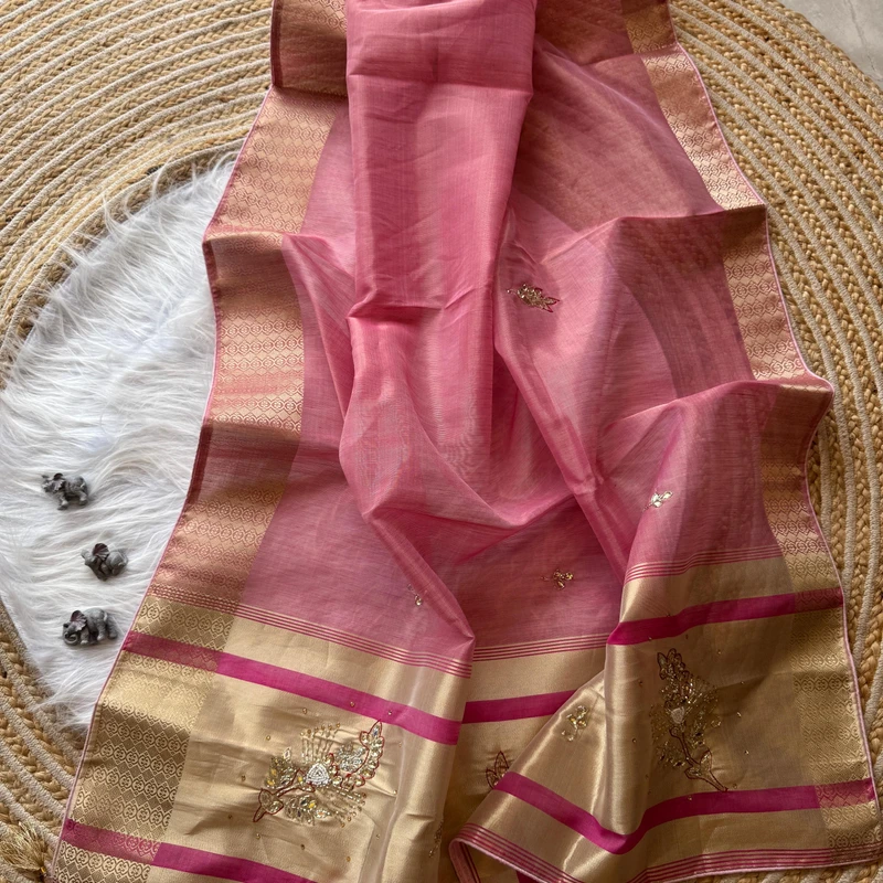 Soft viscose organza zaree silk saree