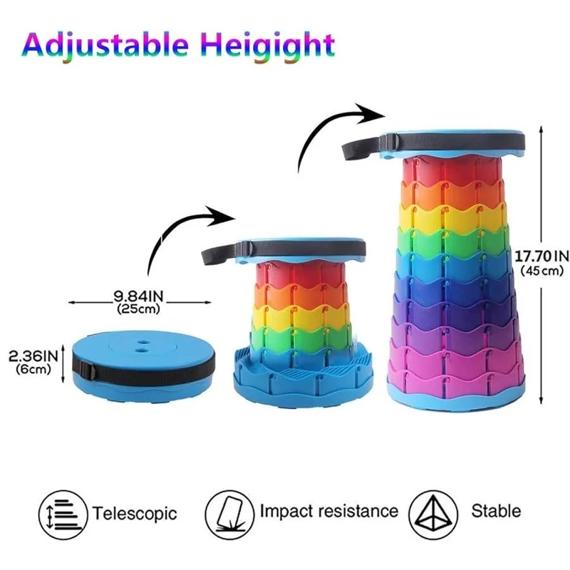 Folding extendable stool, Adjustable Telescopic Stool, Collapsible Stool