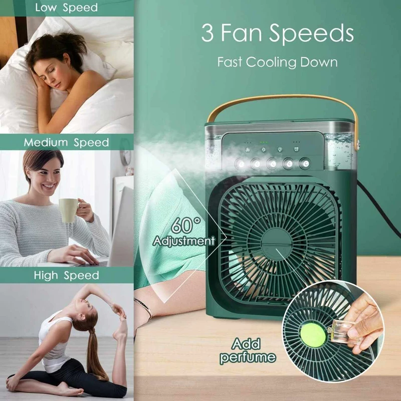 3 in 1 USB Mini Portable Fan Air Cooling fan Humidifier Purifier Mist Cooler with LED Light