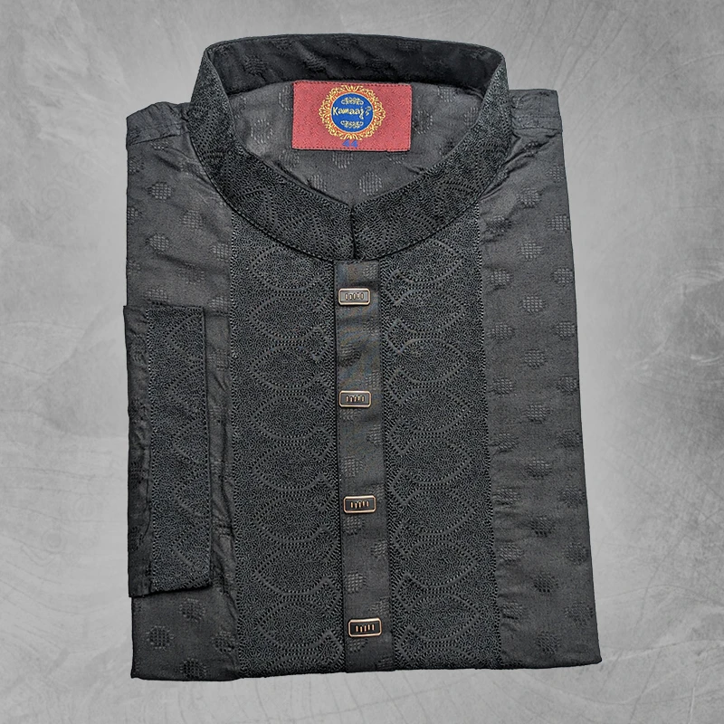 New Black FMG Fashion Kashmir Panjabi - Thumbnail 3