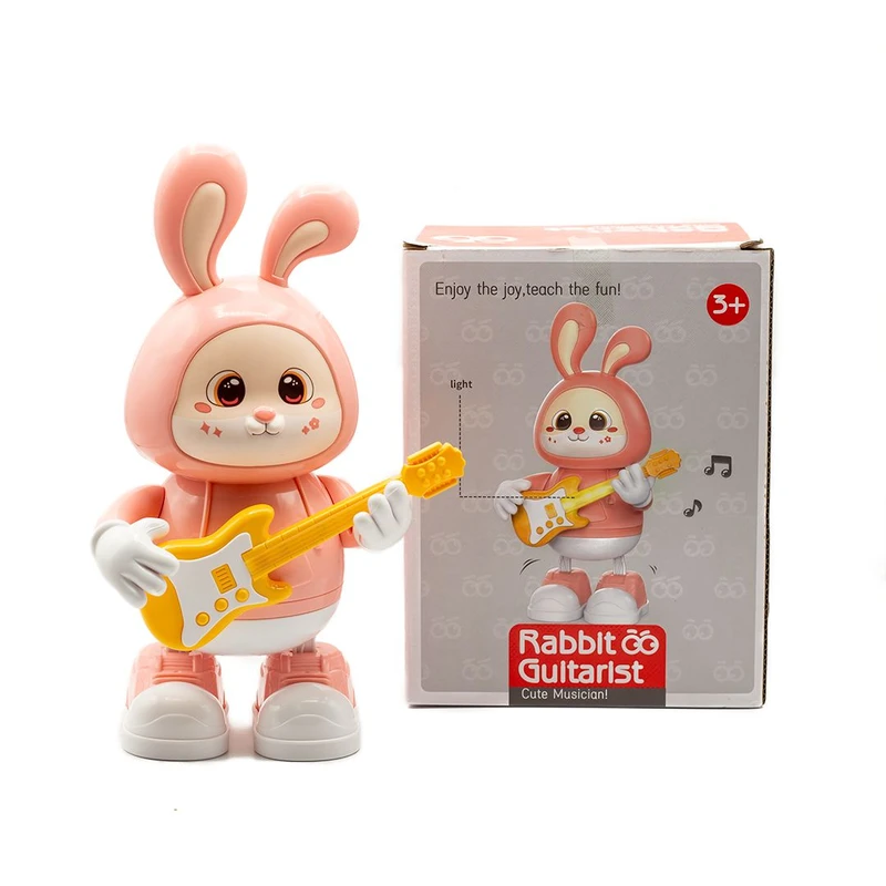 Cartoon Rabbit Toy for Toddlers, Electronic Robotic Guitar with Light Music, Guitarist, Bunny Pet