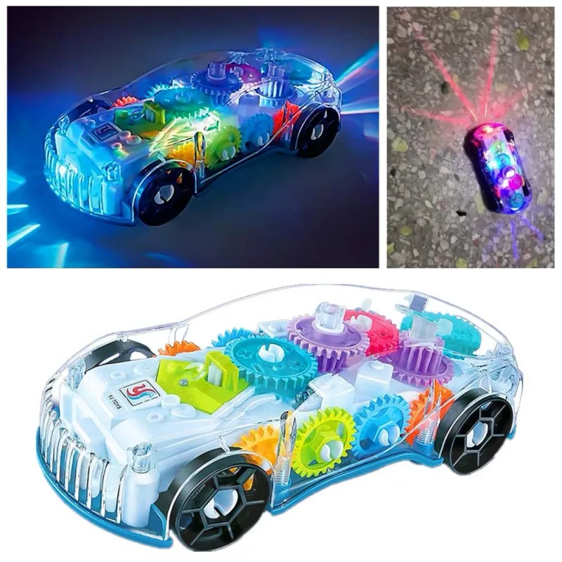 Gear Racing Transparent Sports Car Bump And Go Car With Music And 3d Lights