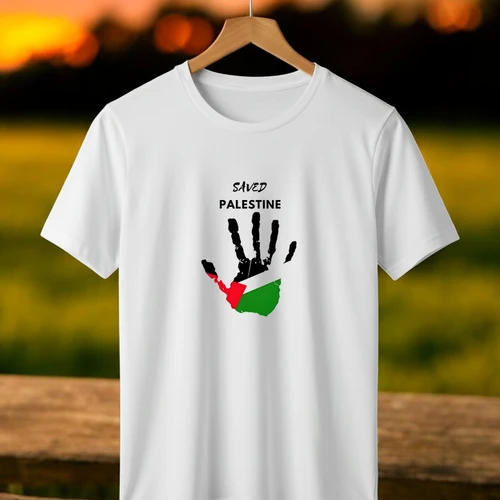 Saved Palestine" Handprint Graphic T-Shirt