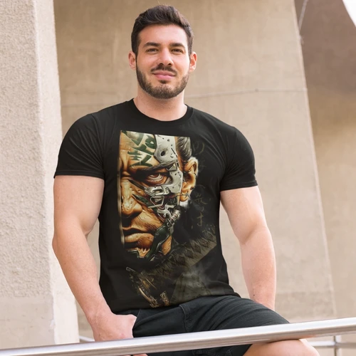 Masked Warrior Graphic T-Shirt - Edgy Urban Tee - Buy Online