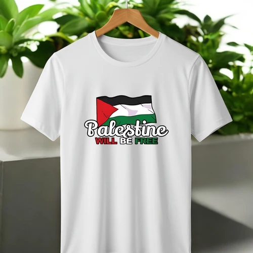 Palestine Will Be Free" T-Shirt with Waving Flag Graphic